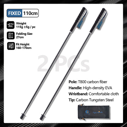 Carbon City Walking Running Sticks, Lightweight T800 Carbon Fiber Collapsible Telescopic Pole