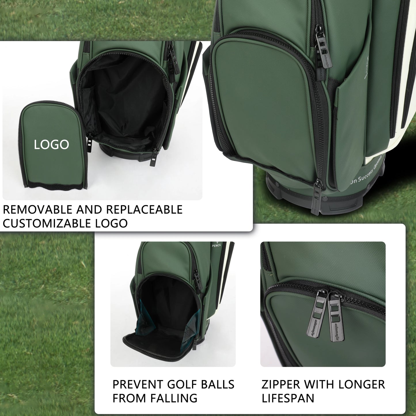 PU Leather Lightweight Men/Women Golf Bag, Multiple 10 Pockets, 14-Way Dividers,Cooler Pouch Golf Cart Bag