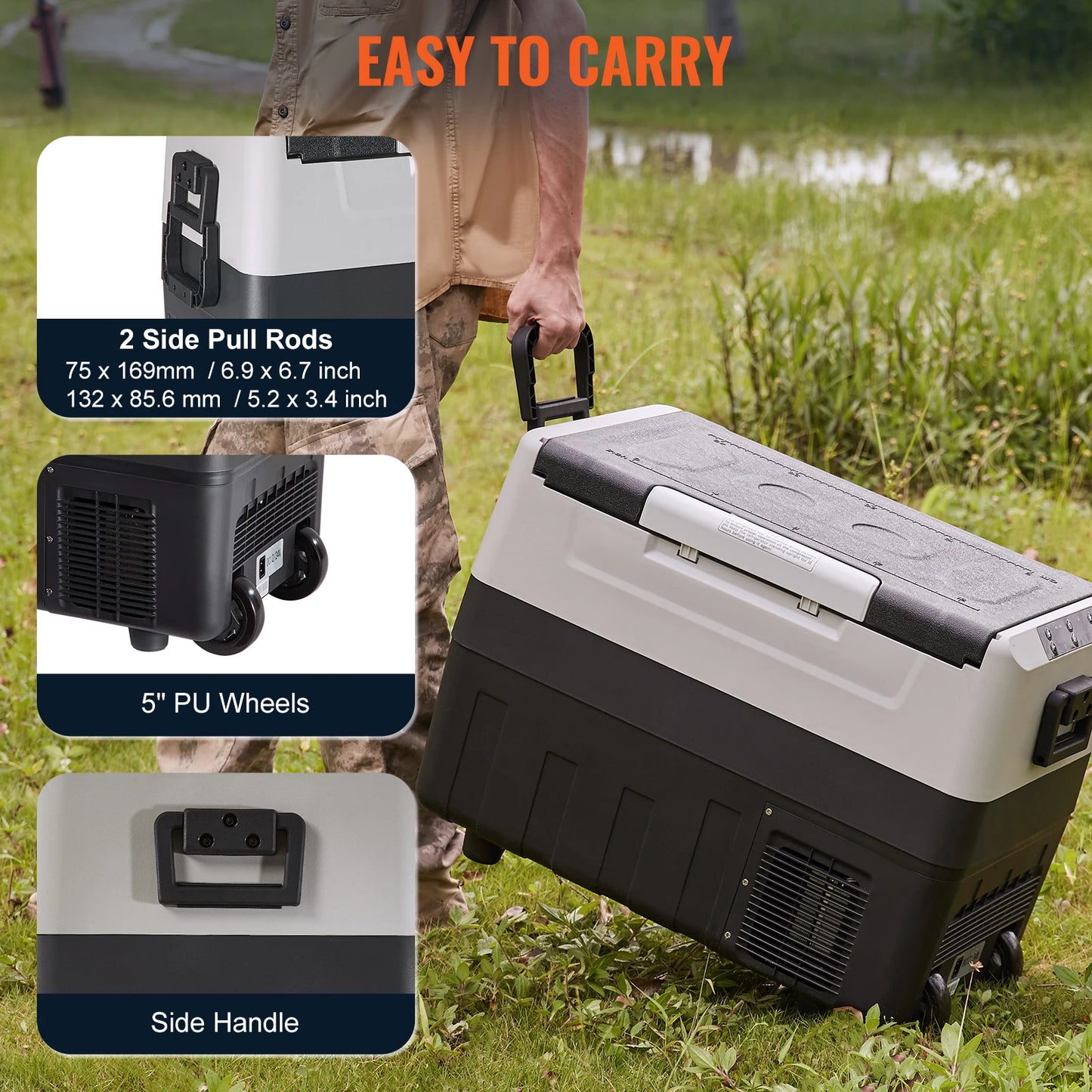 SucceBuy 35/45/55L Portable Electric Cooler, Car Refrigerator with Wheel Compressor Freezer for Camping