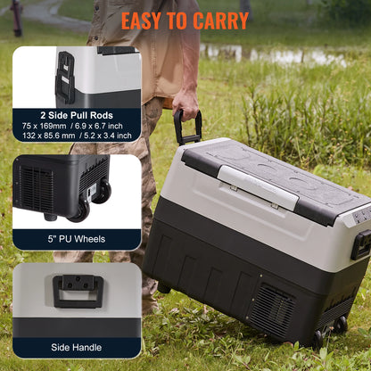SucceBuy 35/45/55L Portable Electric Cooler, Car Refrigerator with Wheel Compressor Freezer for Camping