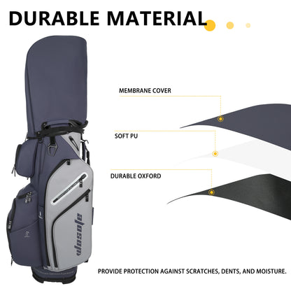 PU Leather Lightweight Men/Women Golf Bag, Multiple 10 Pockets, 14-Way Dividers,Cooler Pouch Golf Cart Bag