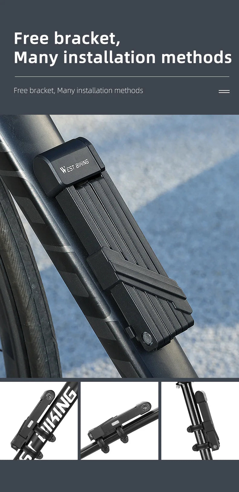 WEST BIKING Anti-Theft Bicycle Folding Lock