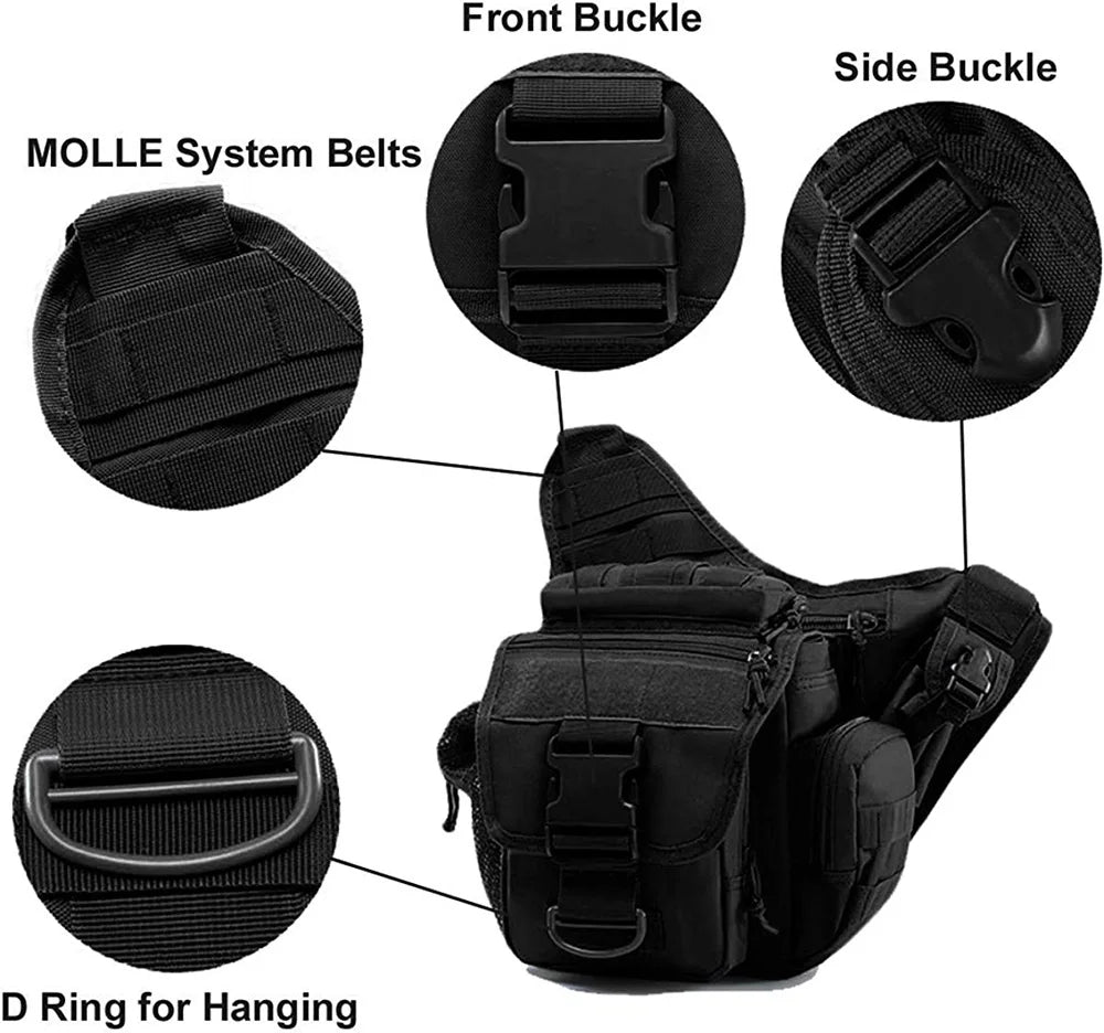 Outdoor Men Tactical Shoulder Bag, Fishing EDC Sling Bag