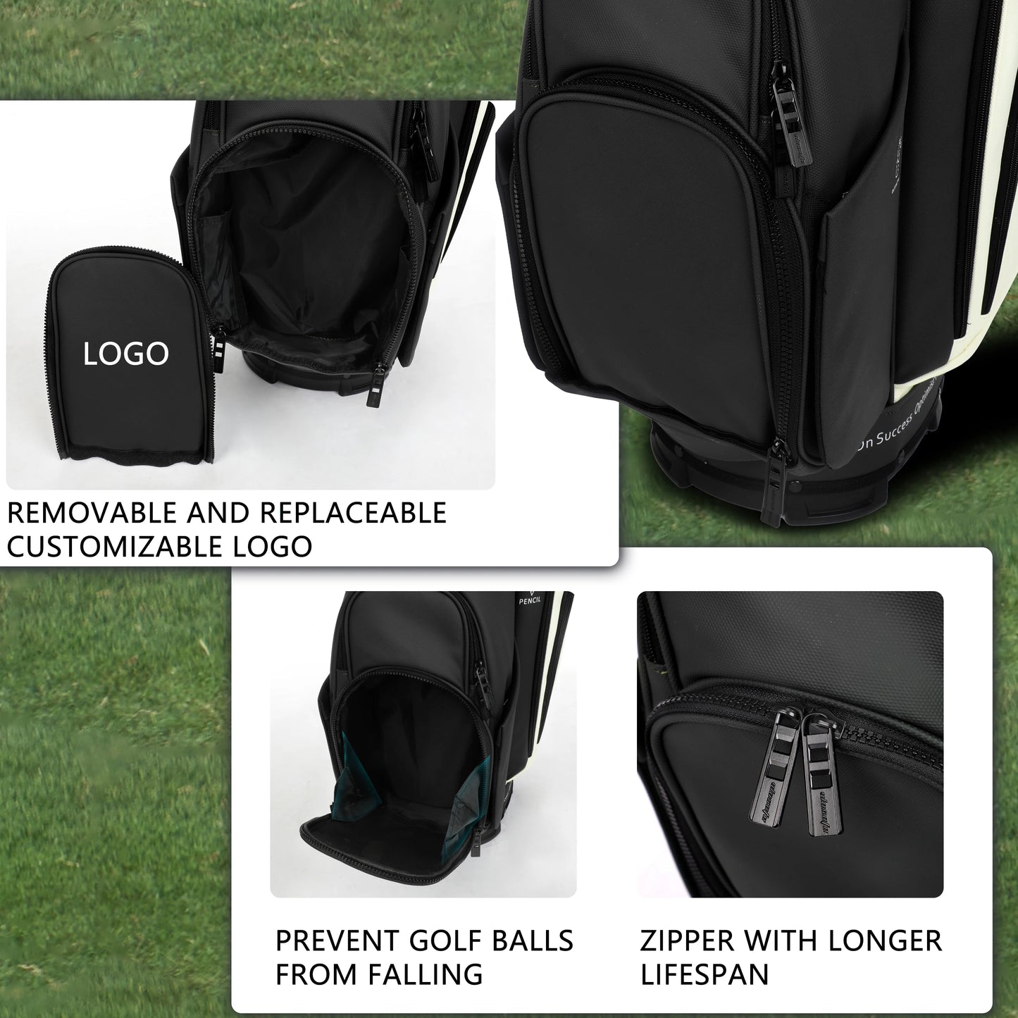 PU Leather Lightweight Men/Women Golf Bag, Multiple 10 Pockets, 14-Way Dividers,Cooler Pouch Golf Cart Bag