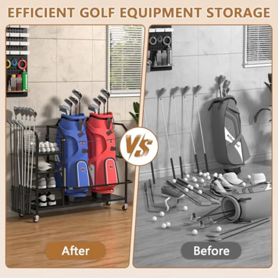 Golf Bag Storage with Big Capacity Organizer for Golf Bag and Equipment