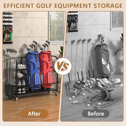 Golf Bag Storage with Big Capacity Organizer for Golf Bag and Equipment