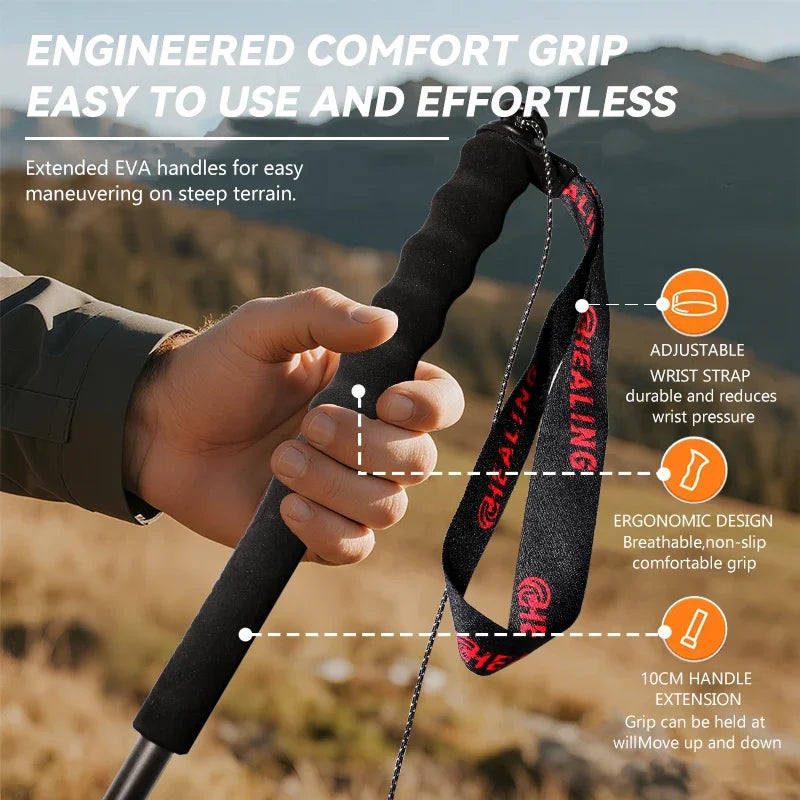 Local+ 2PCs Trekking Poles, Carbon Fiber 115g Ultra-Light Hiking Poles