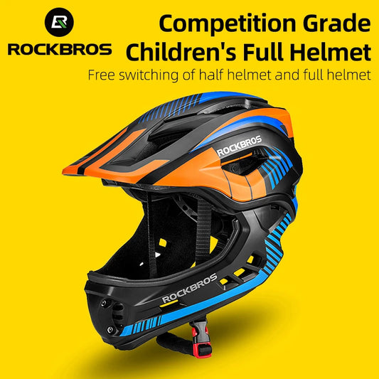 ROCKBROS Child Cycling Helmet, Impact Resistant Detachable Full Face Helmet