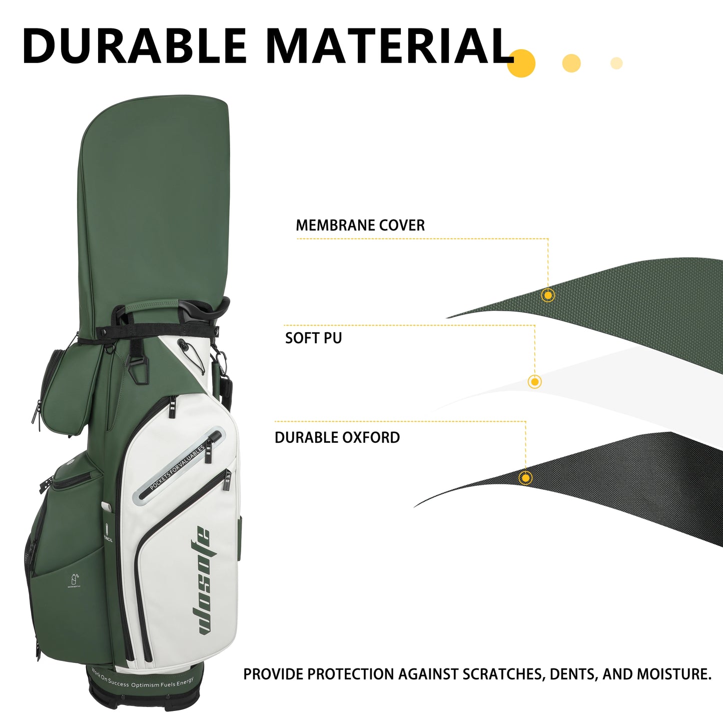 PU Leather Lightweight Men/Women Golf Bag, Multiple 10 Pockets, 14-Way Dividers,Cooler Pouch Golf Cart Bag