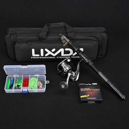 NEW Fishing Rod and Reel Combo, Portable, With Fishing Line Lures Carry Bag