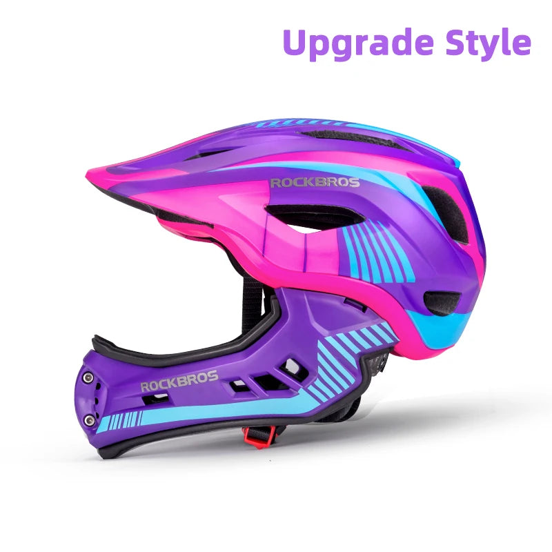 ROCKBROS Child Cycling Helmet, Impact Resistant Detachable Full Face Helmet