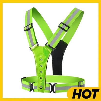 LED Cycling Vest, Sports High Visibility Outdoor Running, Cycling Reflective Safety Vest, Adjustable Elastic Strap Reflective Belt