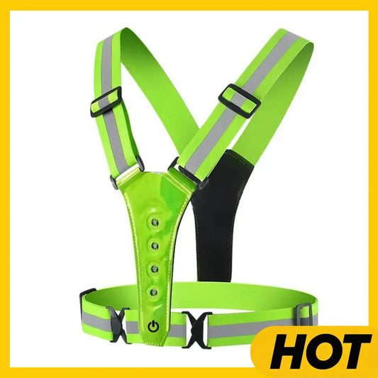 LED Cycling Vest, Sports High Visibility Outdoor Running, Cycling Reflective Safety Vest, Adjustable Elastic Strap Reflective Belt