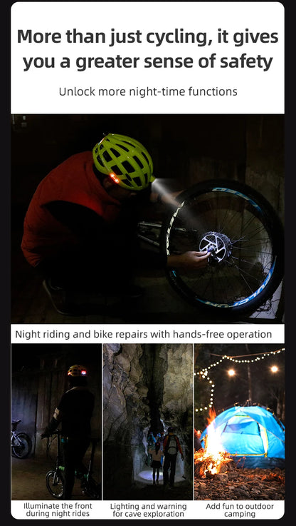ROCKBROS Cycling Light Helmet, USB Charging Electric LED Front Light Helmet For Night Cycling