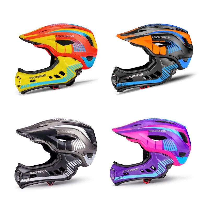 ROCKBROS Child Cycling Helmet, Impact Resistant Detachable Full Face Helmet