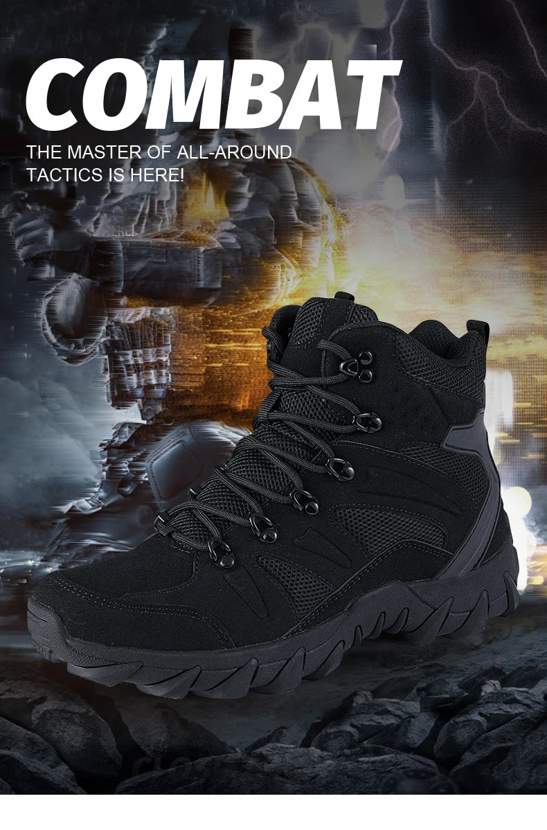 Men's casual tactical boots, lightweight, side zipper