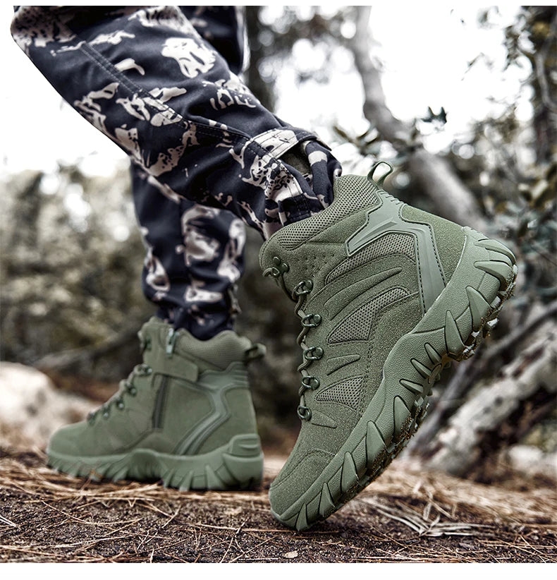 Men's casual tactical boots, lightweight, side zipper
