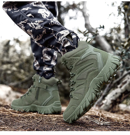 Men's casual tactical boots, lightweight, side zipper