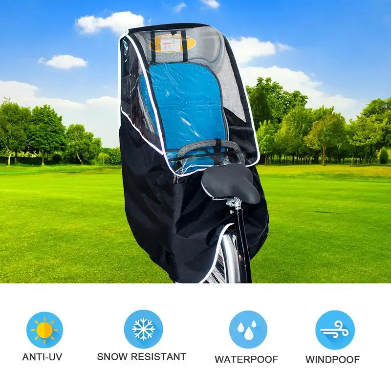 Bicycle Child Seat With Rain Cover, Waterproof and Windproof