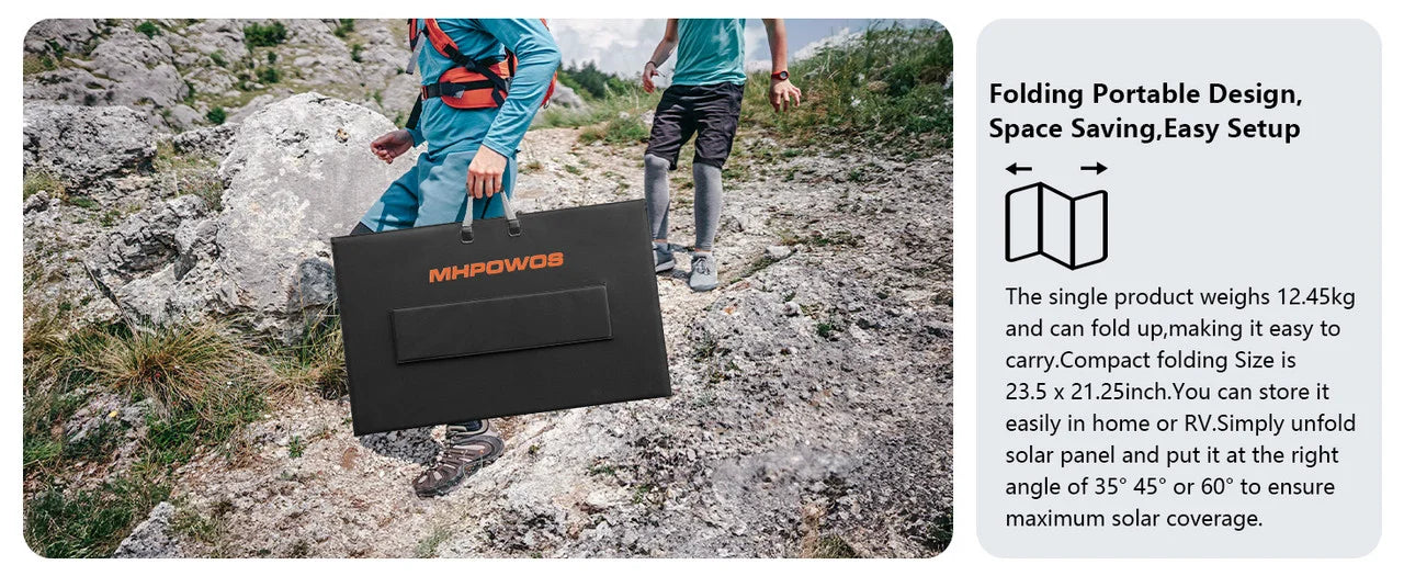 MHPOWOS 220/400W Lightweight Portable Solar Panel, Foldable Solar Panel with Kickstands for RV, Camping, Off Grid System