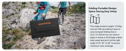 MHPOWOS 220/400W Lightweight Portable Solar Panel, Foldable Solar Panel with Kickstands for RV, Camping, Off Grid System