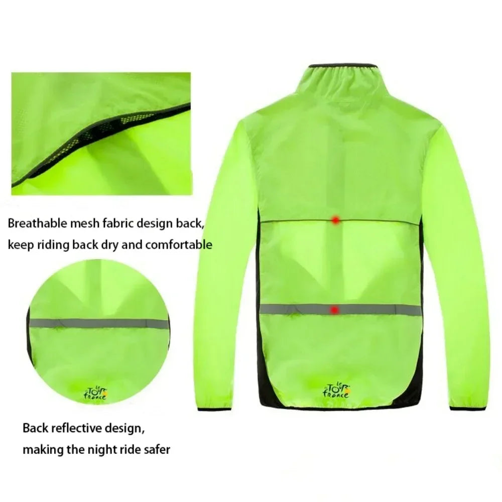 Reflective Men's Rain Jacket, Waterproof Windbreaker for Running, Cycling, Golf, Bicycle Wear