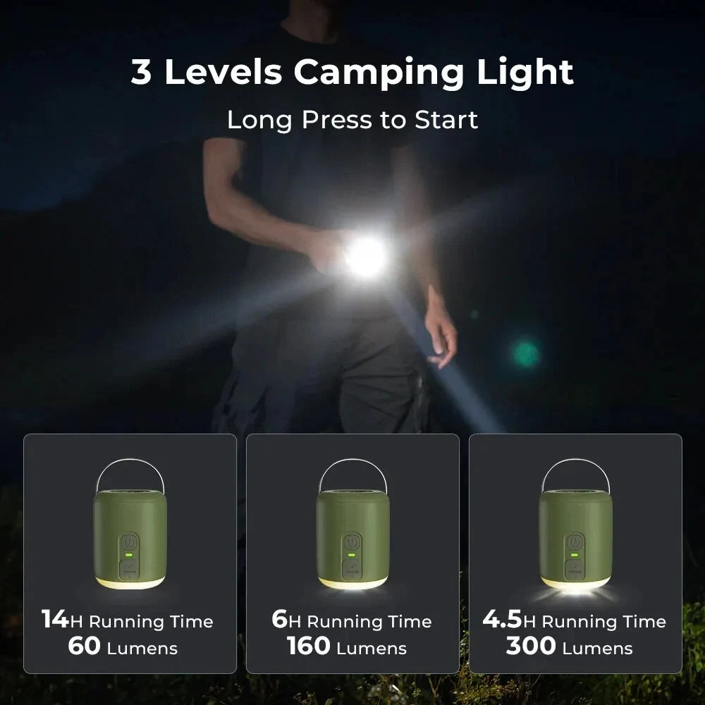 WESTTUNE Tiny Air Pump with Camping Lantern, 4.5kPa Air Pump with Magnetic Design for Inflatable Air Mattress  or Sleeping Pads