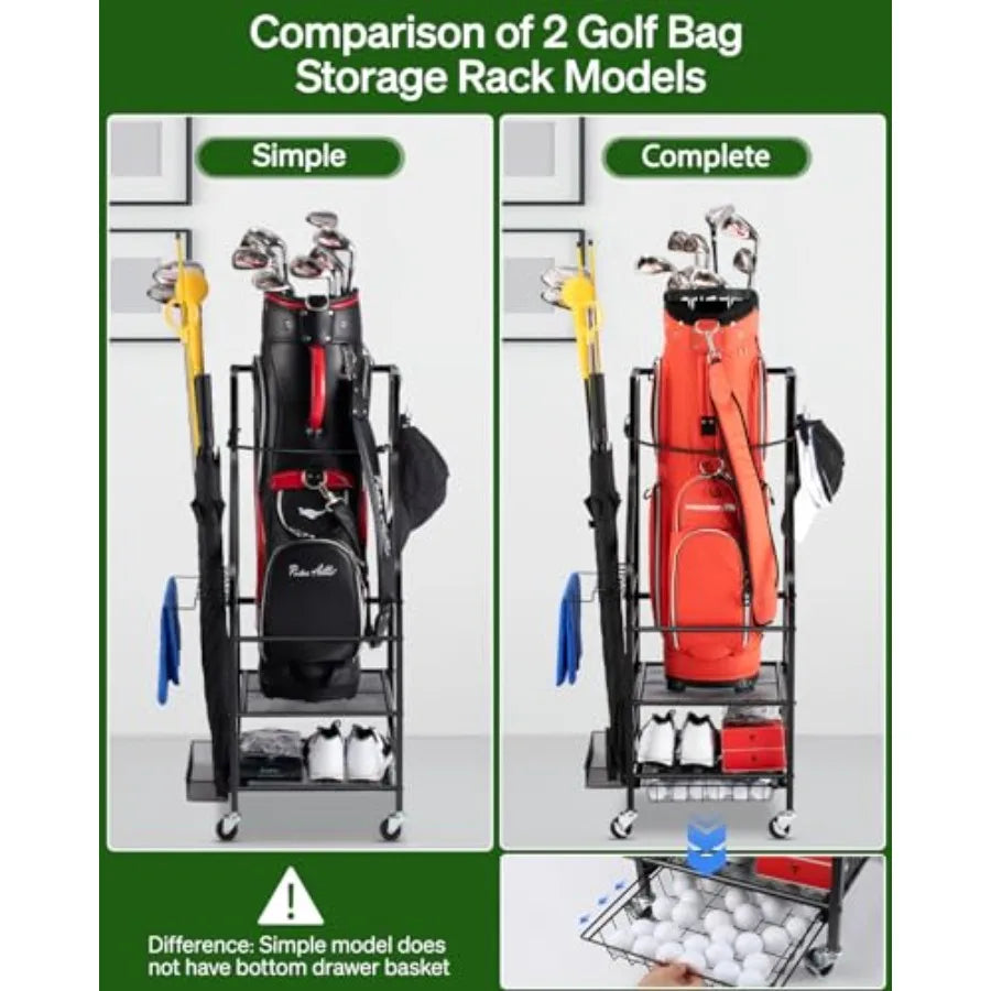 Golf Bags Garage Organizer - Golf Bag Stand Fits Single Golf and Golf Equipment Accessories
