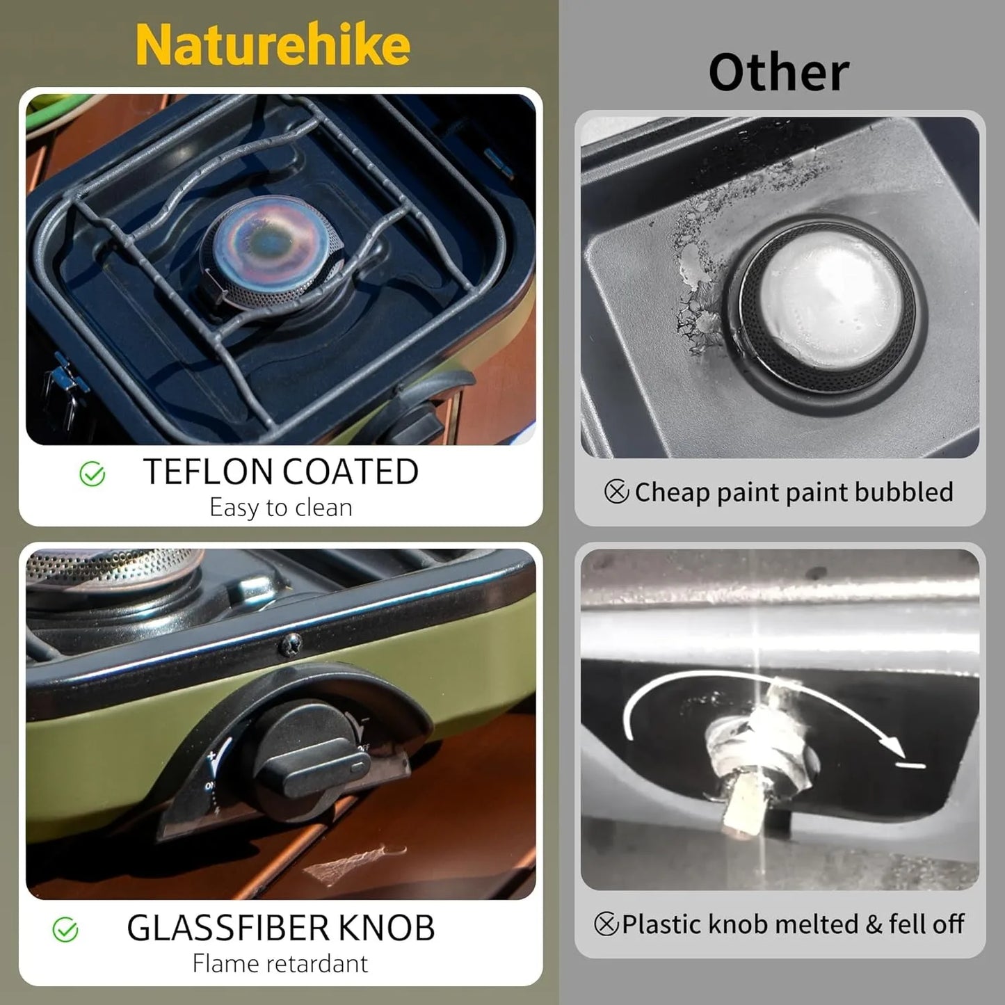 Naturehike 2 Burner Folding Camping Stove, Portable with Carry Bag, 16000 BTU Stove