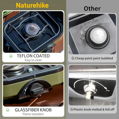 Naturehike 2 Burner Folding Camping Stove, Portable with Carry Bag, 16000 BTU Stove