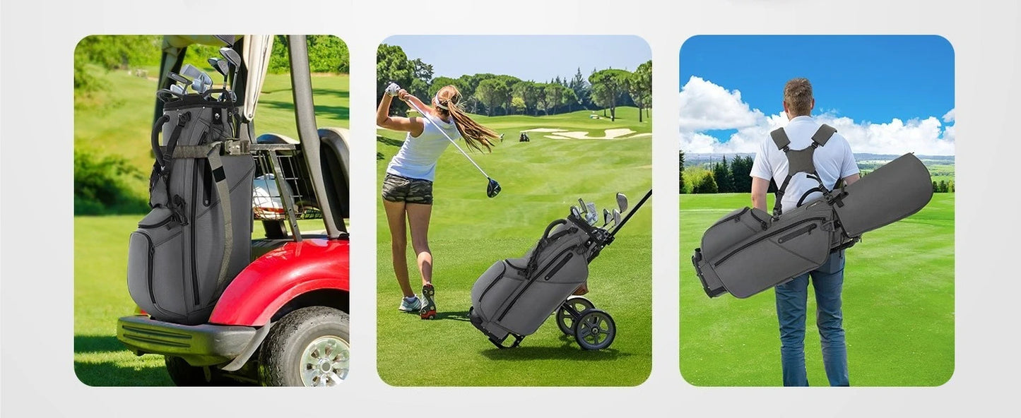 Golf Stand Bag, Lightweight Golf Bags with 7 Way Full-Length Dividers, Weather-Resistant, Cooler Pockets