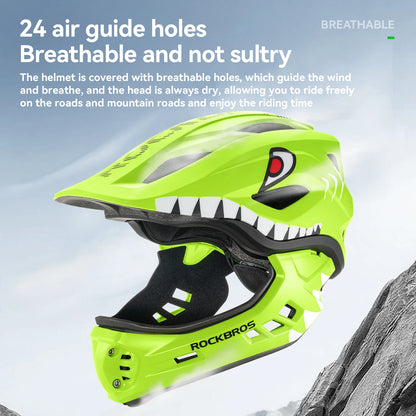 ROCKBROS Child Cycling Helmet, Impact Resistant Detachable Full Face Helmet