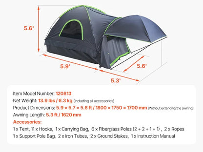 SucceBuy Pickup Truck Tent for Camping, Waterproof PU2000 2-3 Person Truck Bed Tent with Expandable Awning