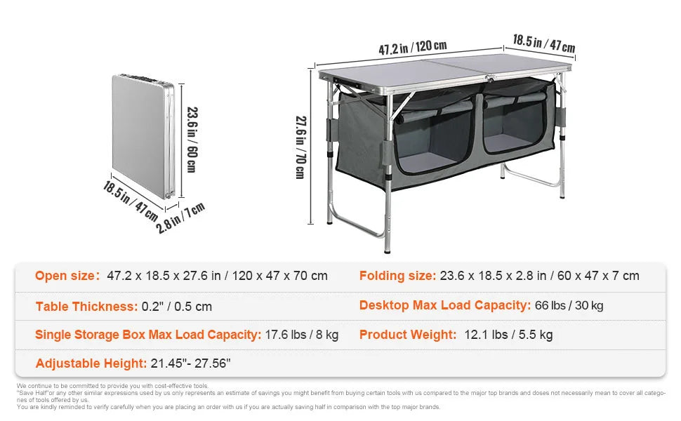 SucceBuy Camping Kitchen Table Quick set-up