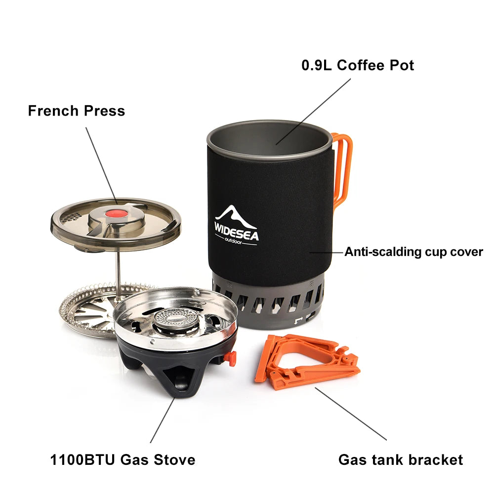 Widesea Camping Cooking System with Heat Exchanger, Outdoor Gas Stove Burner