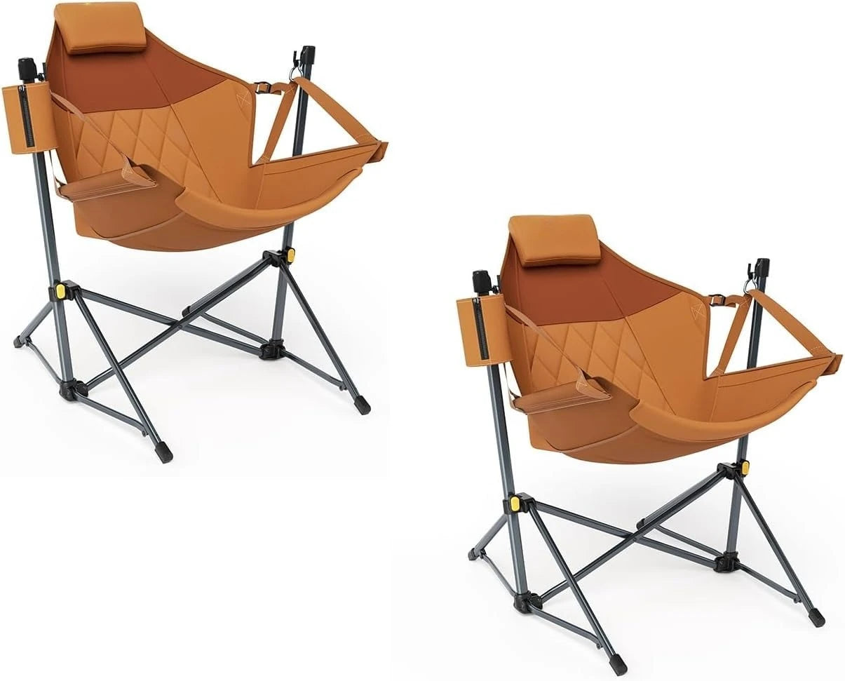 Hammock Camping Chair with Adjustable Backrest, Heavy Duty Folding Hammock Chair Supports 300 lbs.