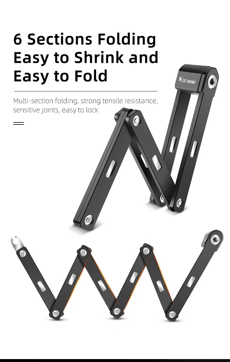 WEST BIKING Anti-Theft Bicycle Folding Lock