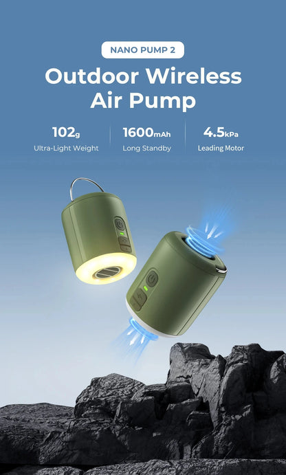 WESTTUNE Tiny Air Pump with Camping Lantern, 4.5kPa Air Pump with Magnetic Design for Inflatable Air Mattress  or Sleeping Pads