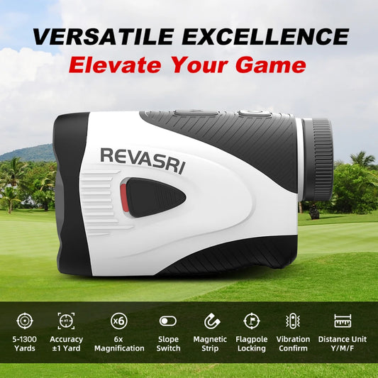 REVASRI Golf Rangefinder with Angle Switch, 1300 Yards, Flag Lock Vibration, Rechargeable with Magnetic Design