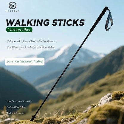 Carbon City Walking Running Sticks, Lightweight T800 Carbon Fiber Collapsible Telescopic Pole
