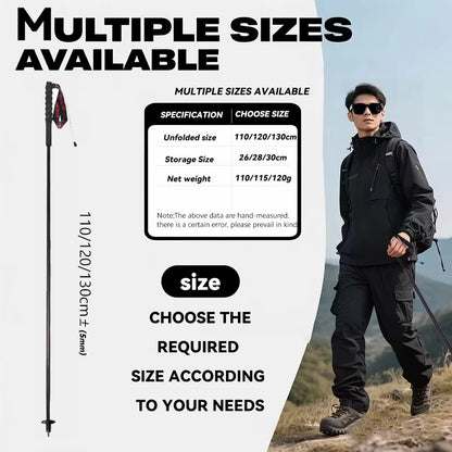 Local+ 2PCs Trekking Poles, Carbon Fiber 115g Ultra-Light Hiking Poles