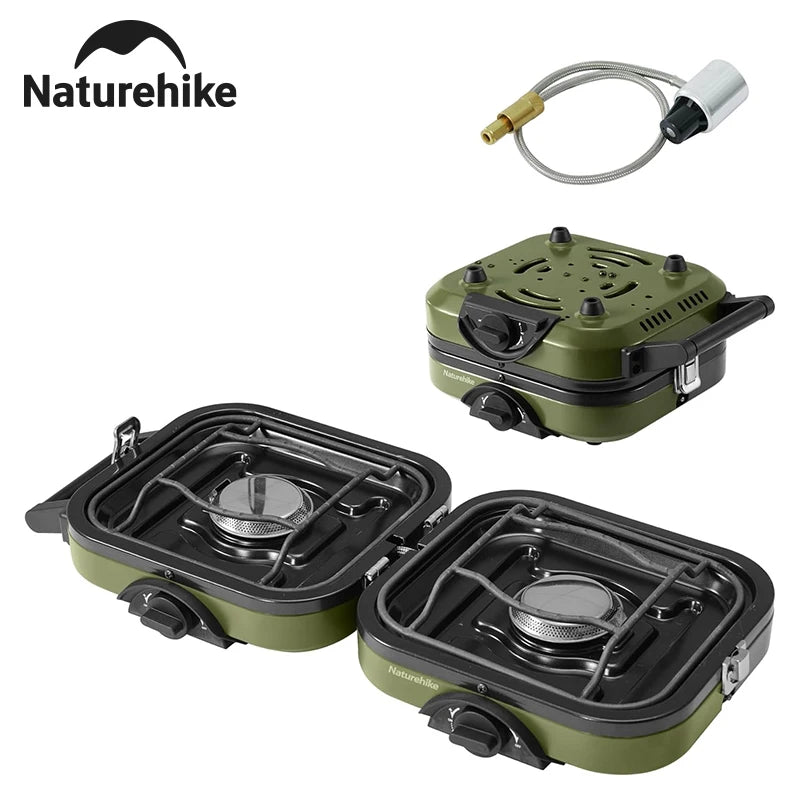 Naturehike 2 Burner Folding Camping Stove, Portable with Carry Bag, 16000 BTU Stove