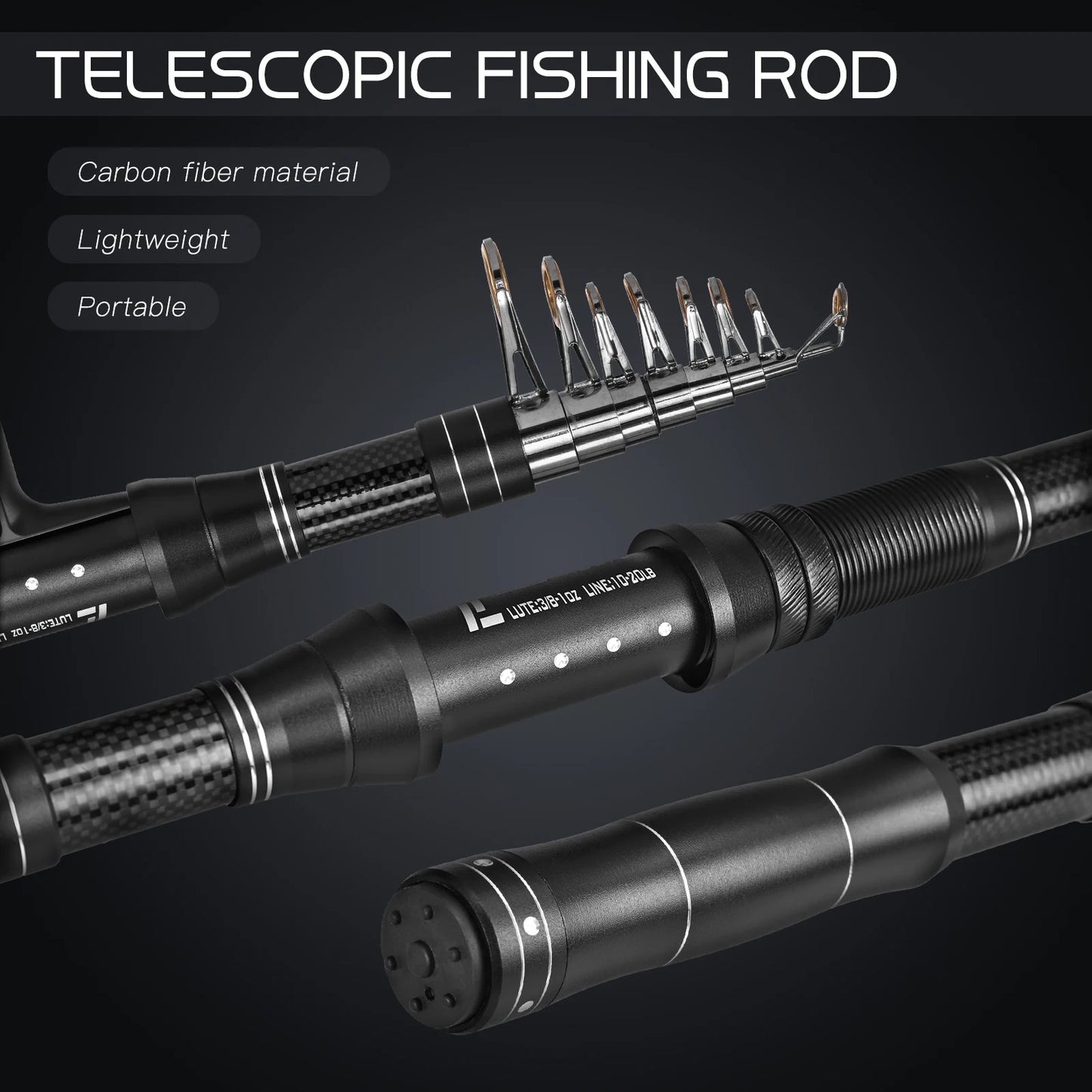 NEW Fishing Rod and Reel Combo, Portable, With Fishing Line Lures Carry Bag
