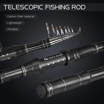 NEW Fishing Rod and Reel Combo, Portable, With Fishing Line Lures Carry Bag