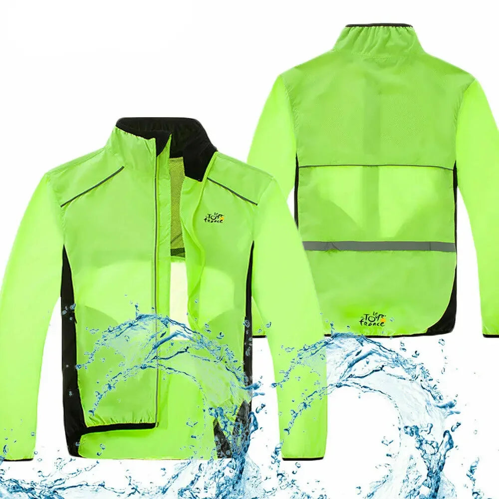 Reflective Men's Rain Jacket, Waterproof Windbreaker for Running, Cycling, Golf, Bicycle Wear