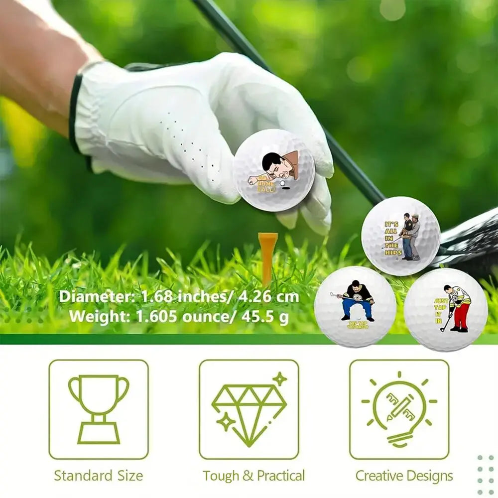 4 Count Funny Golf Balls Gift Set, Novelty Golfer Present for Men, Dad or Golfing Fan, One Standard Size