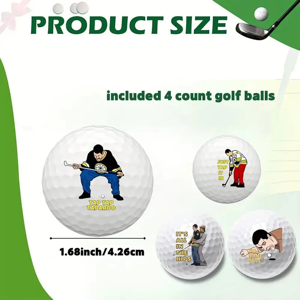 4 Count Funny Golf Balls Gift Set, Novelty Golfer Present for Men, Dad or Golfing Fan, One Standard Size