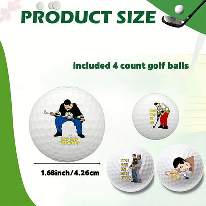 4 Count Funny Golf Balls Gift Set, Novelty Golfer Present for Men, Dad or Golfing Fan, One Standard Size