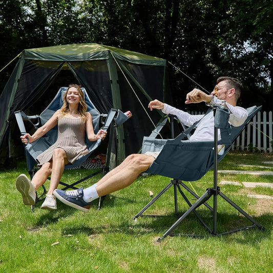 Hammock Camping Chair with Adjustable Backrest, Heavy Duty Folding Hammock Chair Supports 300 lbs.