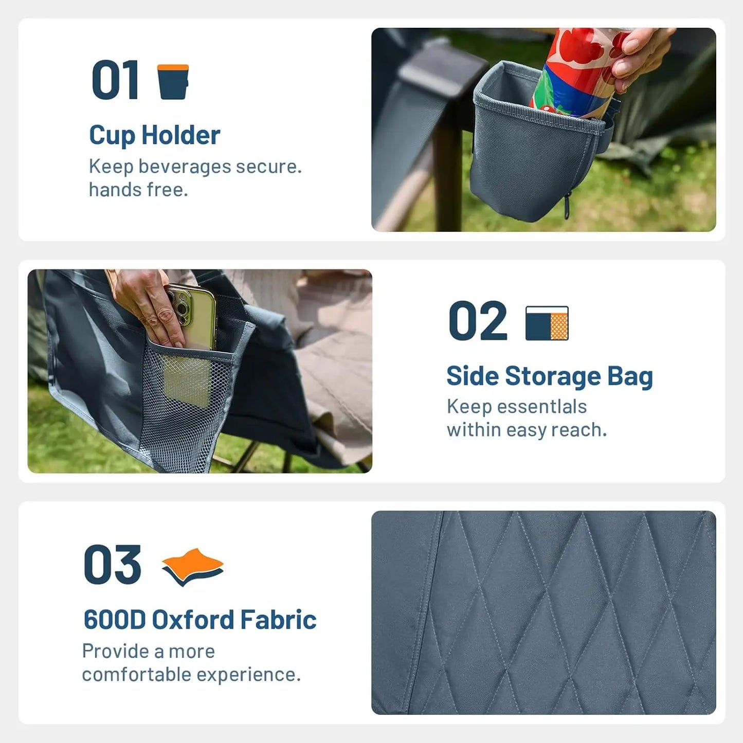 Hammock Camping Chair with Adjustable Backrest, Heavy Duty Folding Hammock Chair Supports 300 lbs.